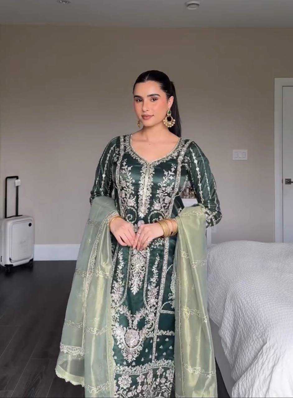 Ynf Heavy Chinnon Silk KESH528 453 Suits & Dresses Wedding Collections Festive Collections Wholesale Embroidery Suits Ladies Silk Suit Designer Suits Manufacturer