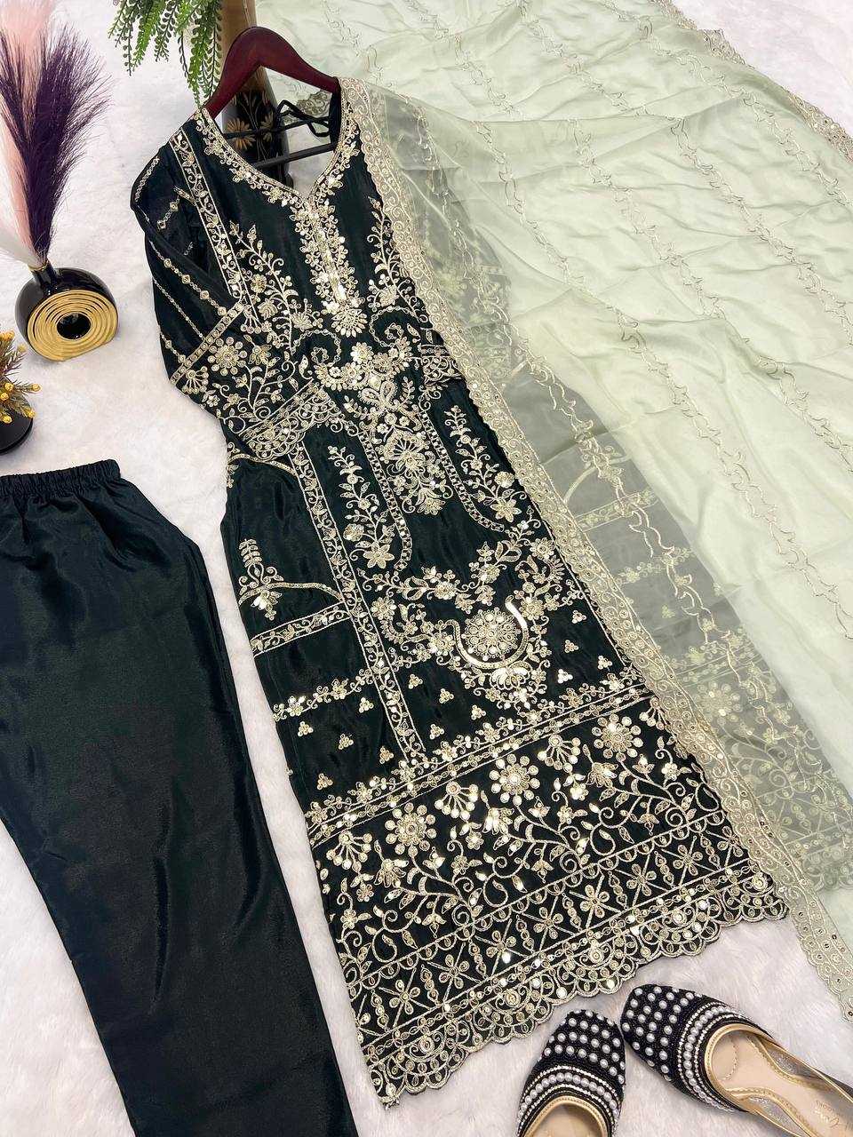 Ynf Heavy Chinnon Silk KESH528 453 Suits & Dresses Wedding Collections Festive Collections Wholesale Embroidery Suits Ladies Silk Suit Designer Suits Manufacturer