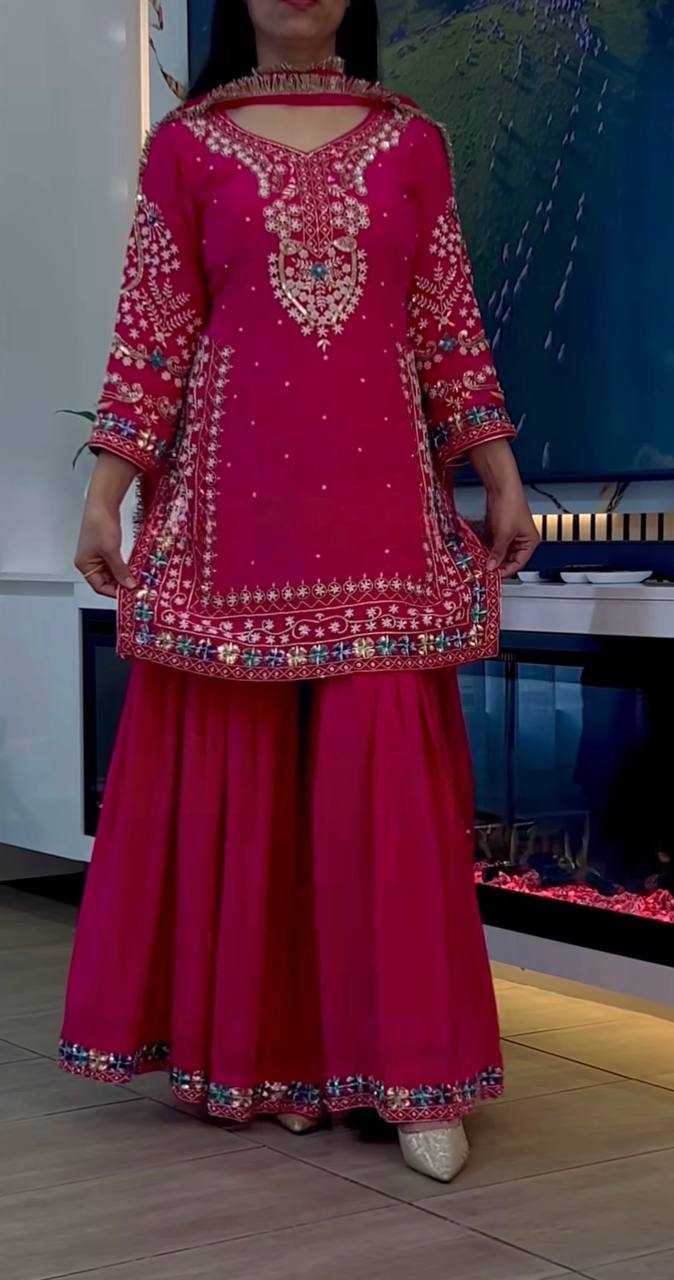 Ynf Heavy Chinnon Silk KESH528 457 Suits & Dresses Wedding Collections Festive Collections Wholesale Sharara Salwar Suits Embroidery Suits Designer Suits Manufacturer