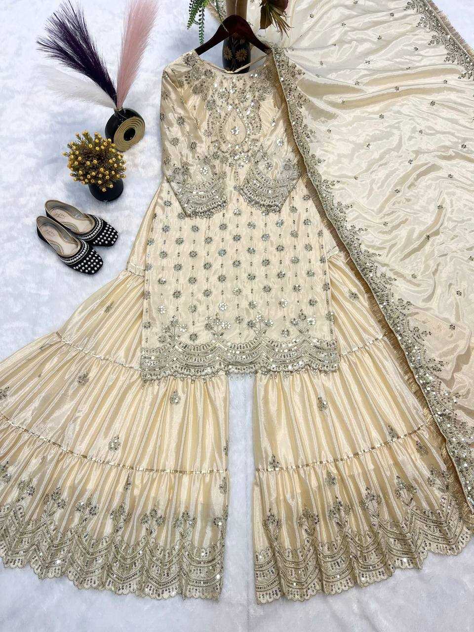 Ynf Heavy Chinnon Silk KESH528 459 Suits & Dresses Wedding Collections Festive Collections Wholesale Sharara Salwar Suits Embroidered Suits Wedding guest dresses Manufacturer