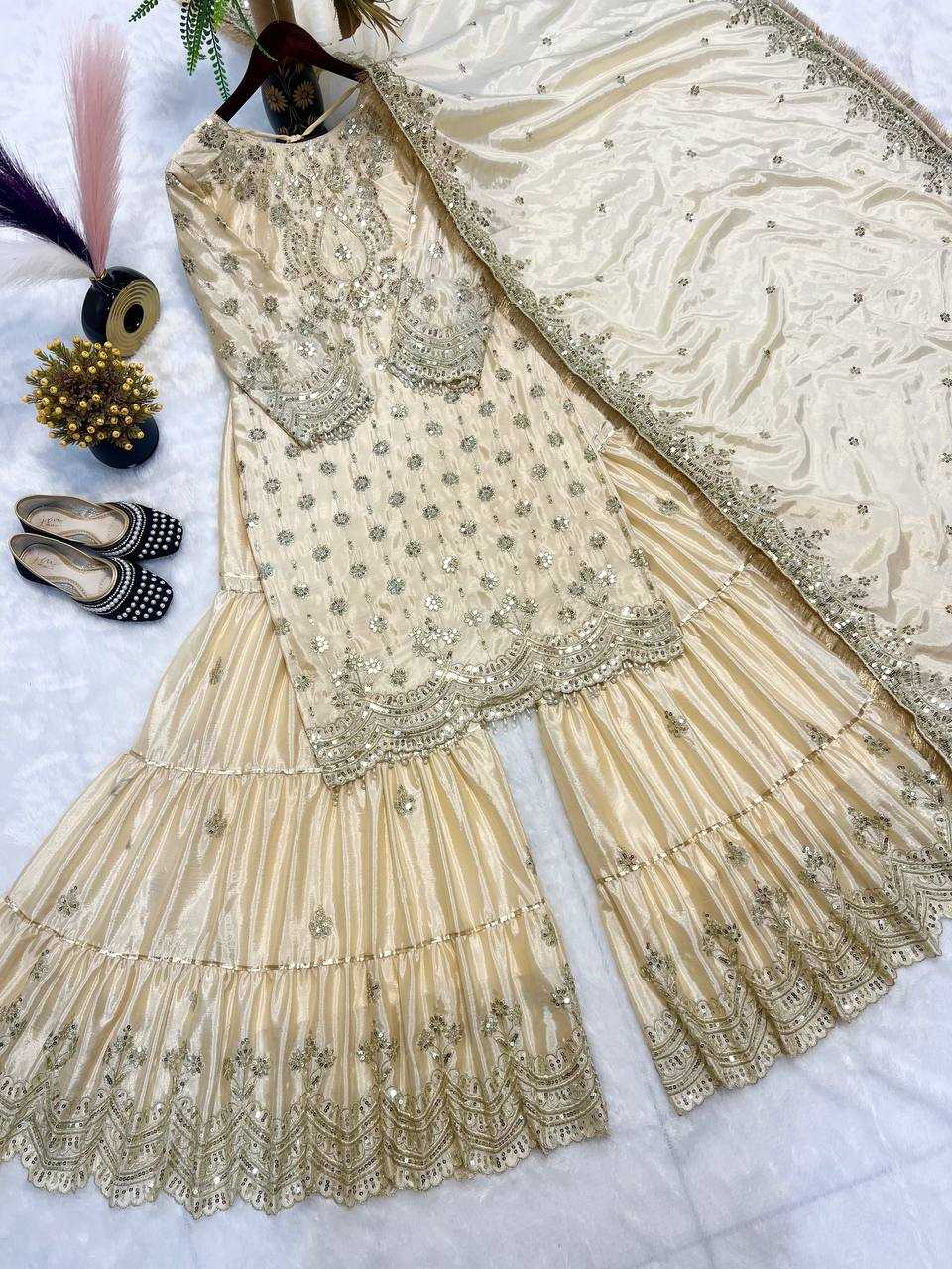 Ynf Heavy Chinnon Silk KESH528 459 Suits & Dresses Wedding Collections Festive Collections Wholesale Sharara Salwar Suits Embroidered Suits Wedding guest dresses Manufacturer