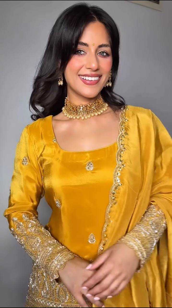 Ynf Heavy Crepe KESH528 455 Suits & Dresses Wedding Collections Festive Collections Wholesale Embroidery Suits Ladies Silk Suit Haldi Outfits Manufacturer