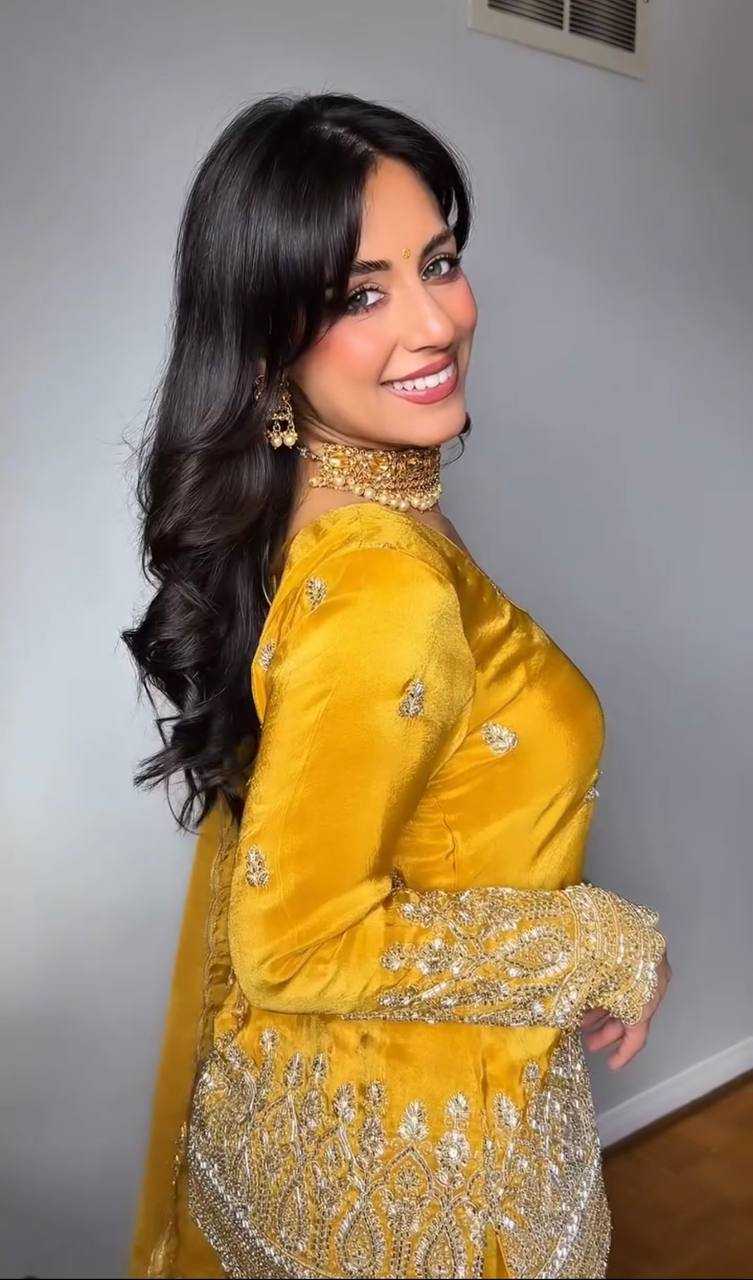 Ynf Heavy Crepe KESH528 455 Suits & Dresses Wedding Collections Festive Collections Wholesale Embroidery Suits Ladies Silk Suit Haldi Outfits Manufacturer