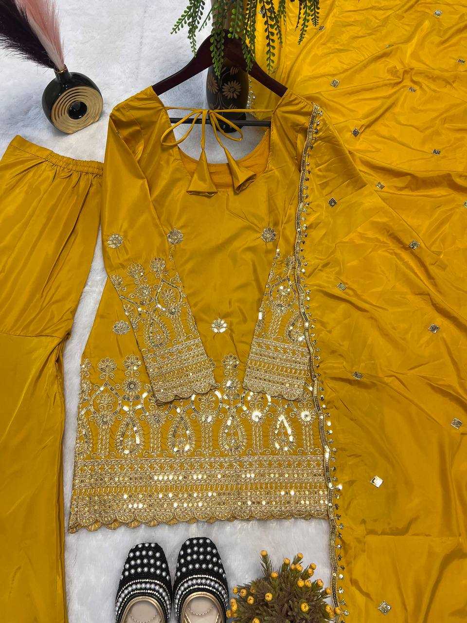 Ynf Heavy Crepe KESH528 455 Suits & Dresses Wedding Collections Festive Collections Wholesale Embroidery Suits Ladies Silk Suit Haldi Outfits Manufacturer