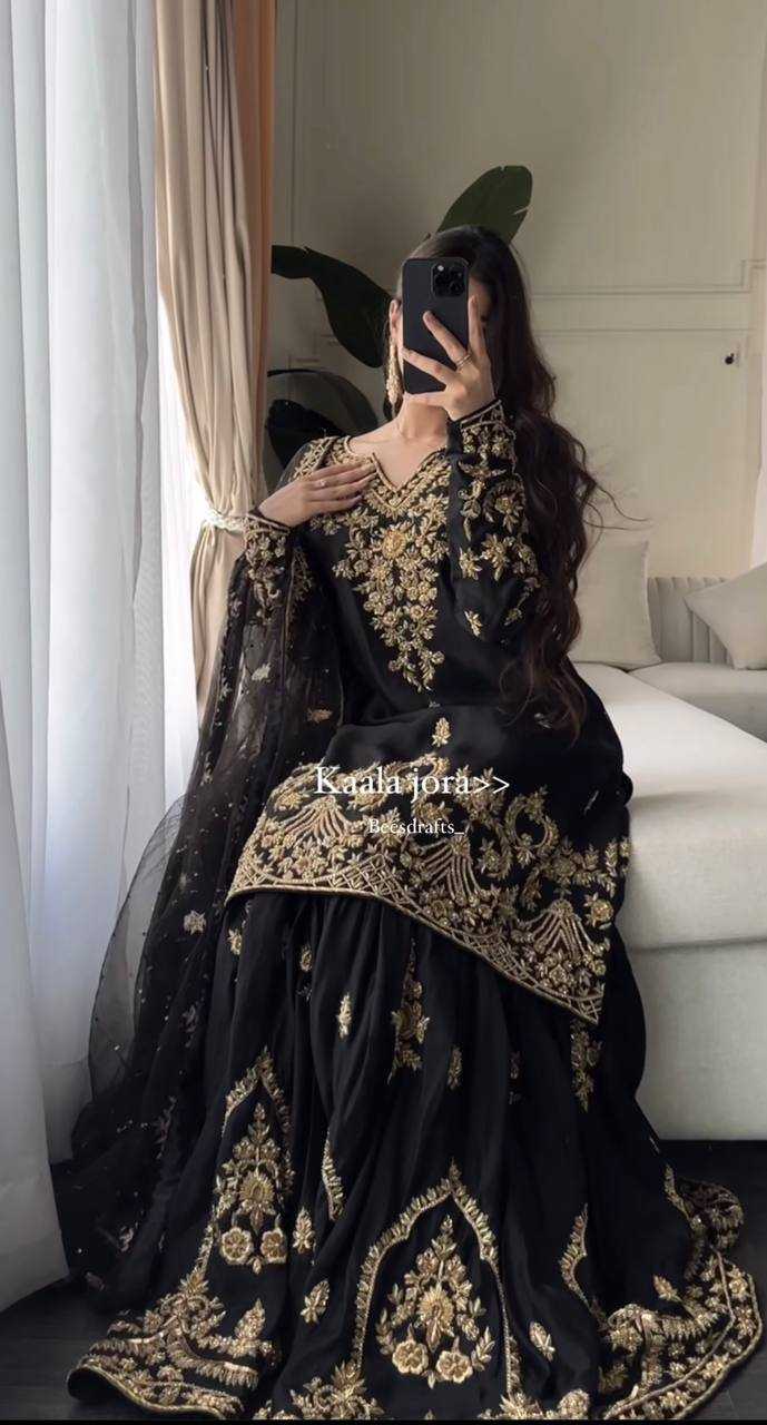 Ynf Heavy Crepe KESH528 458 Suits & Dresses Wedding Collections Festive Collections Wholesale Sharara Salwar Suits Embroidery Suits Designer Suits Manufacturer