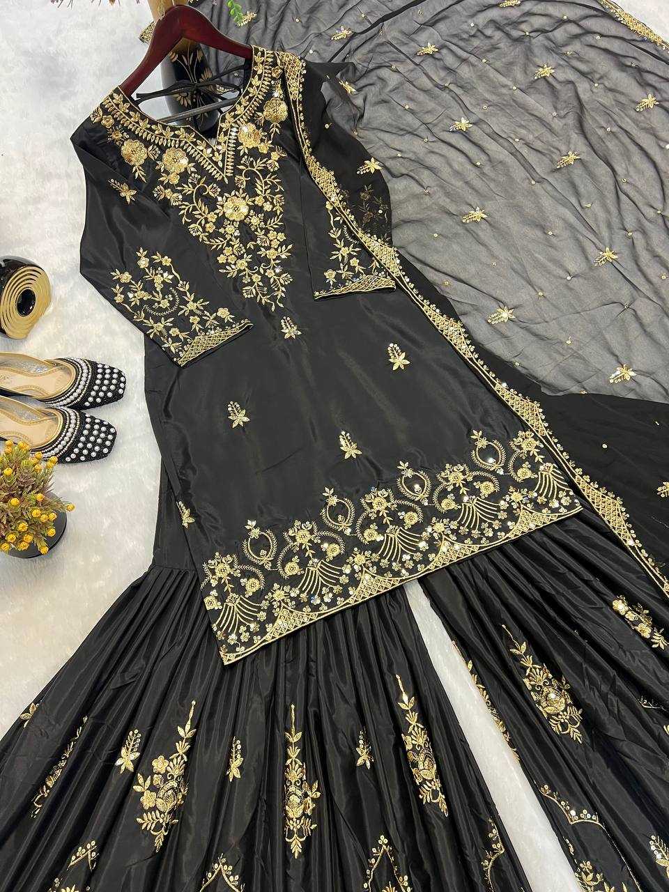 Ynf Heavy Crepe KESH528 458 Suits & Dresses Wedding Collections Festive Collections Wholesale Sharara Salwar Suits Embroidery Suits Designer Suits Manufacturer