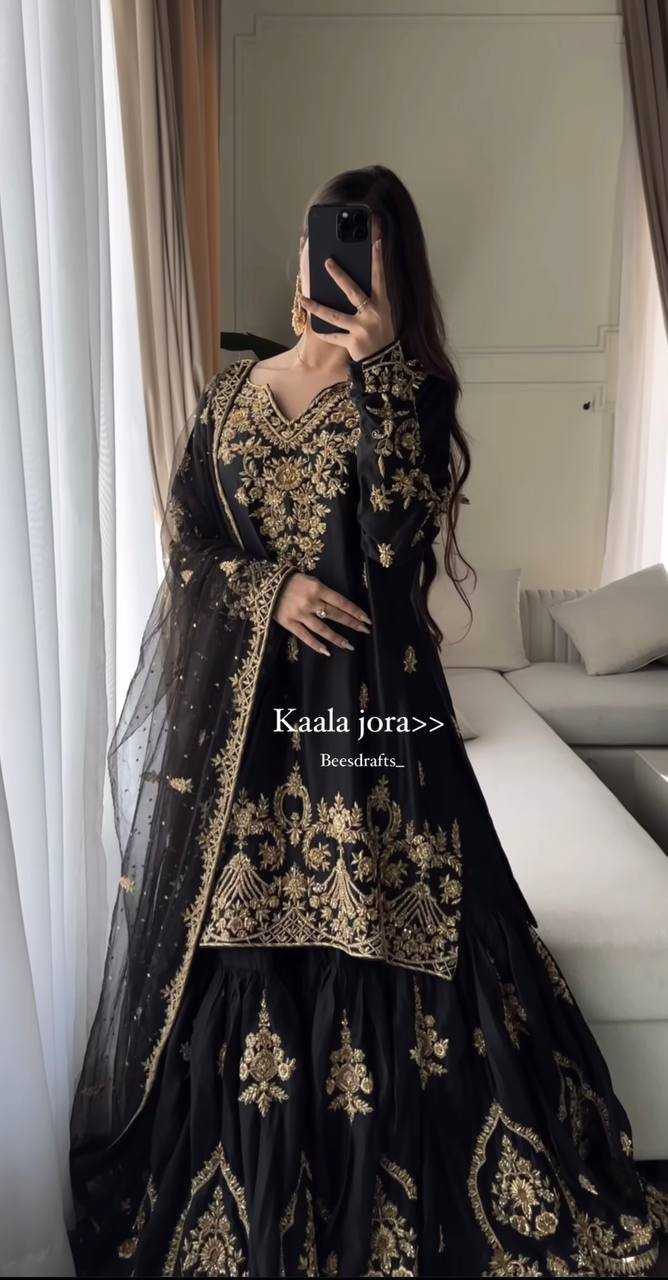 Ynf Heavy Crepe KESH528 458 Suits & Dresses Wedding Collections Festive Collections Wholesale Sharara Salwar Suits Embroidery Suits Designer Suits Manufacturer