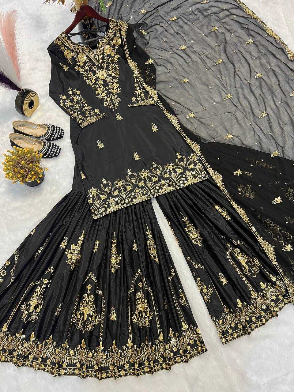 Ynf Heavy Crepe KESH528 458 Suits & Dresses Wedding Collections Festive Collections Wholesale Sharara Salwar Suits Embroidery Suits Designer Suits Manufacturer