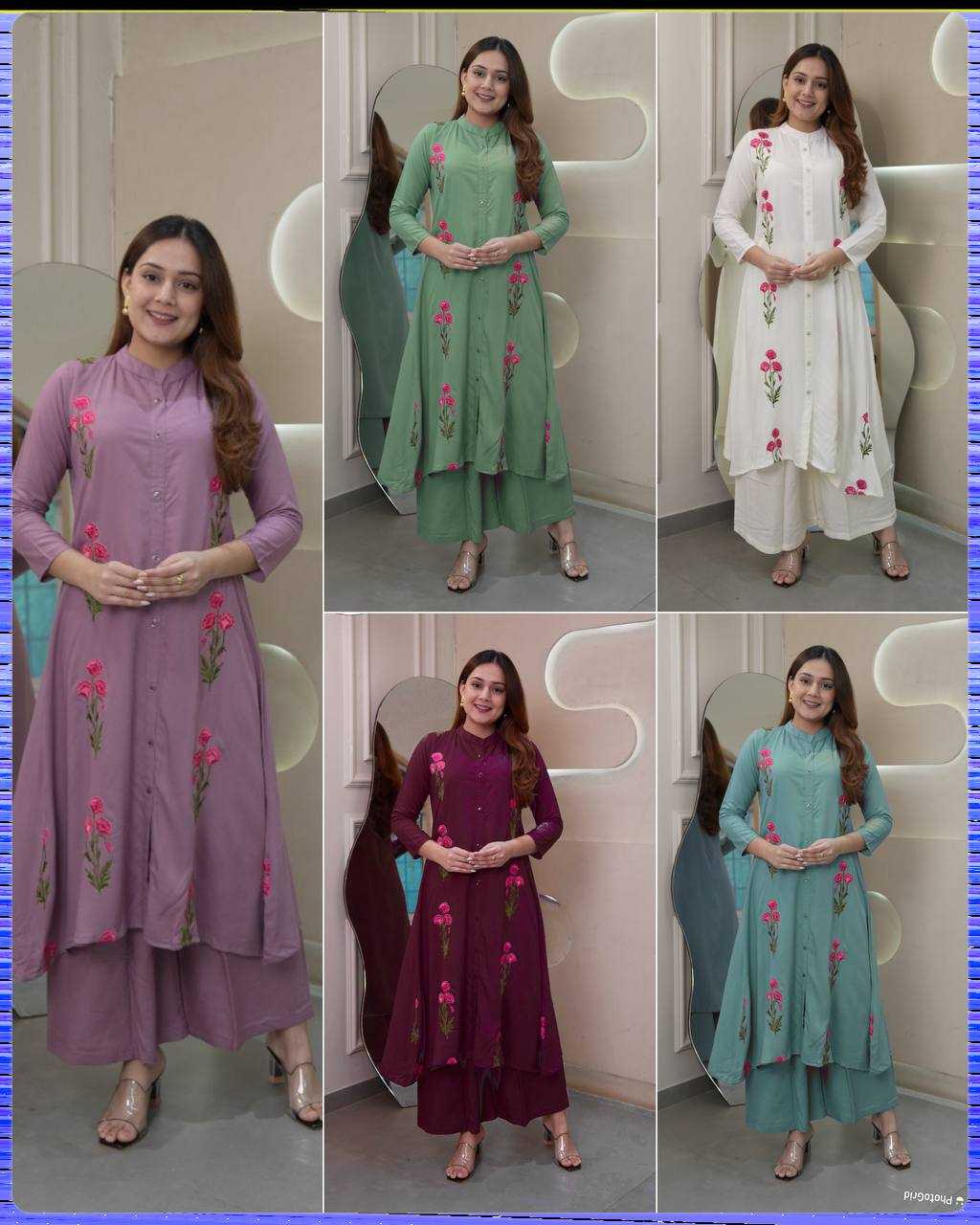 Ynf Heavy Rayon RIN125 Stylo Kurti Wholesale Embroidered Kurtis Kurti With Palazzo Manufacturer