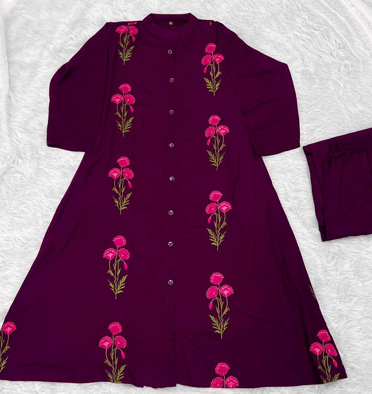 Ynf Heavy Rayon RIN125 Stylo Kurti Wholesale Embroidered Kurtis Kurti With Palazzo Manufacturer