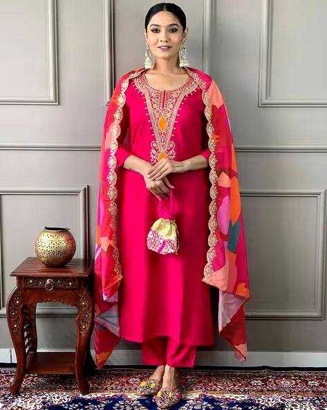 Ynf Heavy Roman Silk KESH523 056 Suits & Dresses Wholesale Embroidery Suits Ladies Silk Suit Party wear suits Manufacturer