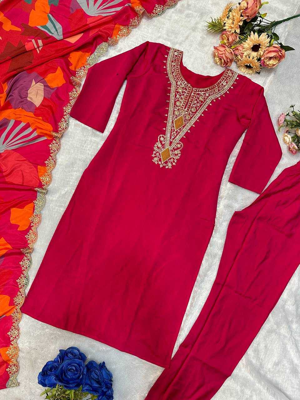 Ynf Heavy Roman Silk KESH523 056 Suits & Dresses Wholesale Embroidery Suits Ladies Silk Suit Party wear suits Manufacturer