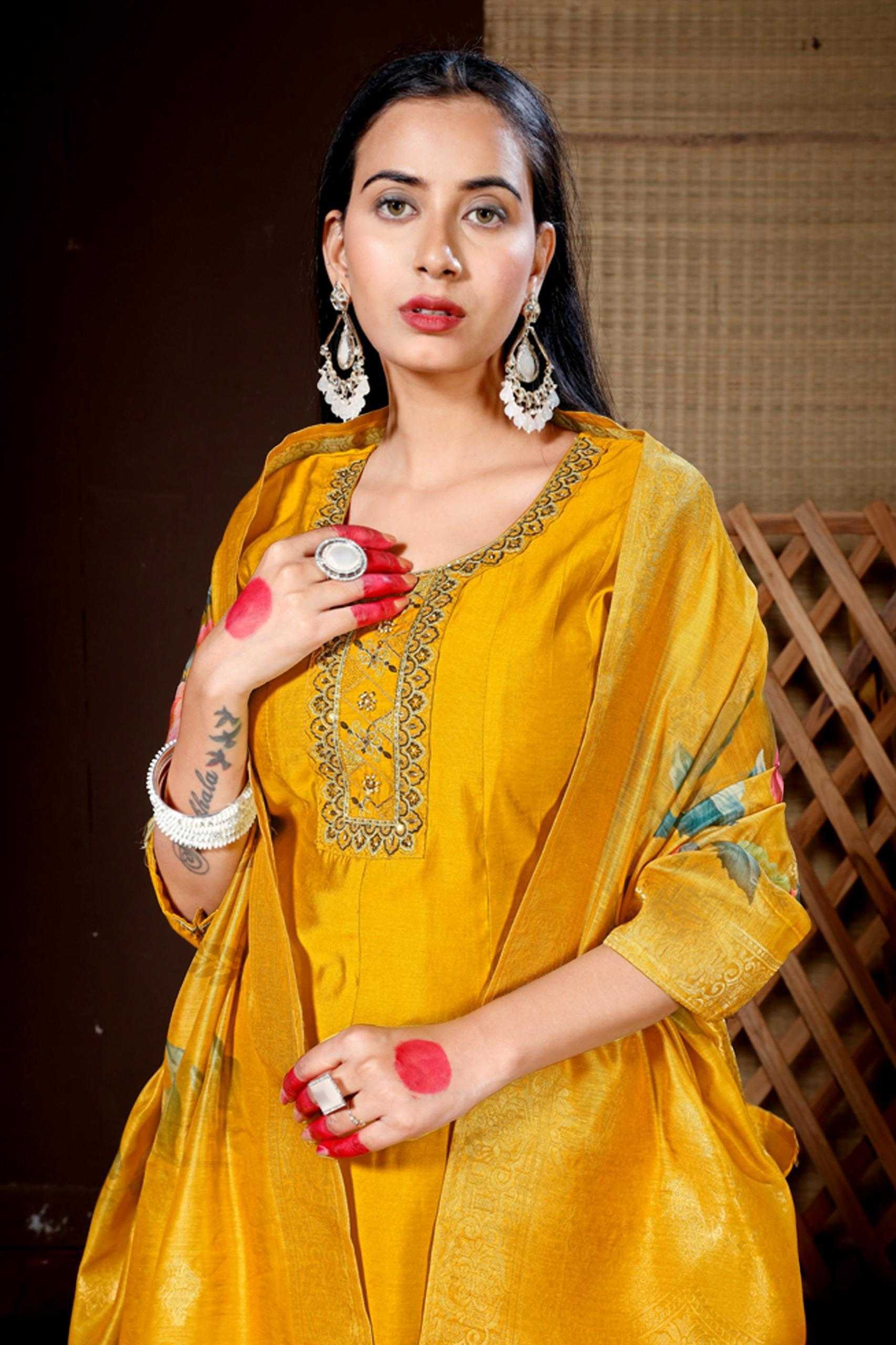 Ynf Heavy Roman Silk RIN190 GHUNGRU Setwise Collections Wholesale Gowns Catalogs Manufacturer