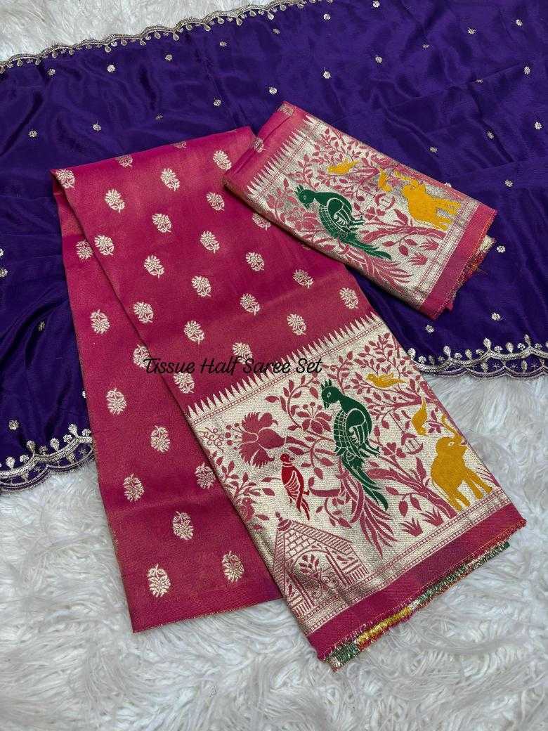 Ynf Jacquard RIN195 Dusshera special cosmos half Sarees Festive Collections Wholesale Designer Sarees Party Wear Sarees Jacquard Saree Manufacturer
