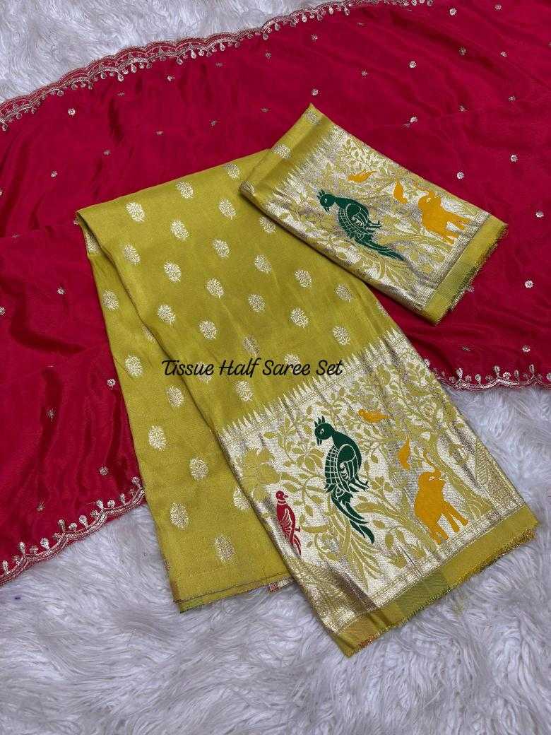 Ynf Jacquard RIN195 Dusshera special cosmos half Sarees Festive Collections Wholesale Designer Sarees Party Wear Sarees Jacquard Saree Manufacturer