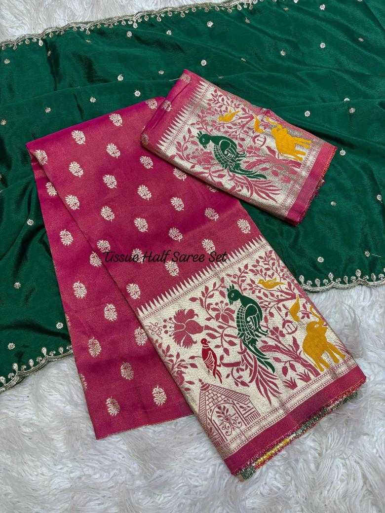 Ynf Jacquard RIN195 Dusshera special cosmos half Sarees Festive Collections Wholesale Designer Sarees Party Wear Sarees Jacquard Saree Manufacturer