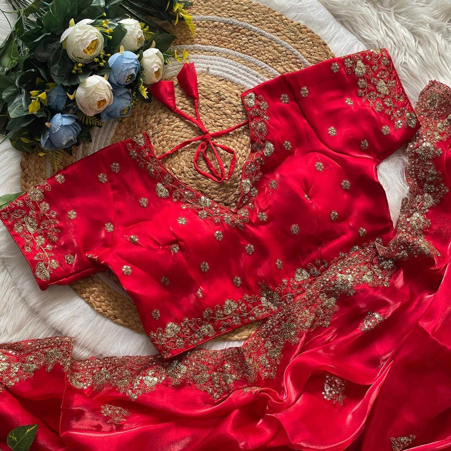 Ynf Jimmy Choo RIN134 ROSE Silk Sarees Wholesale Soft Silk Sarees Embroidered Silk Sarees Red Silk Sarees Manufacturer