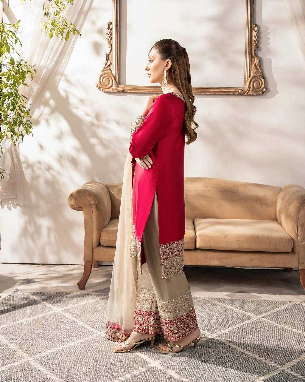 Ynf Malay Satin Silk KESH528 442 Suits & Dresses Wedding Collections Festive Collections Wholesale Embroidery Suits Ladies Silk Suit Wedding Outfits Manufacturer