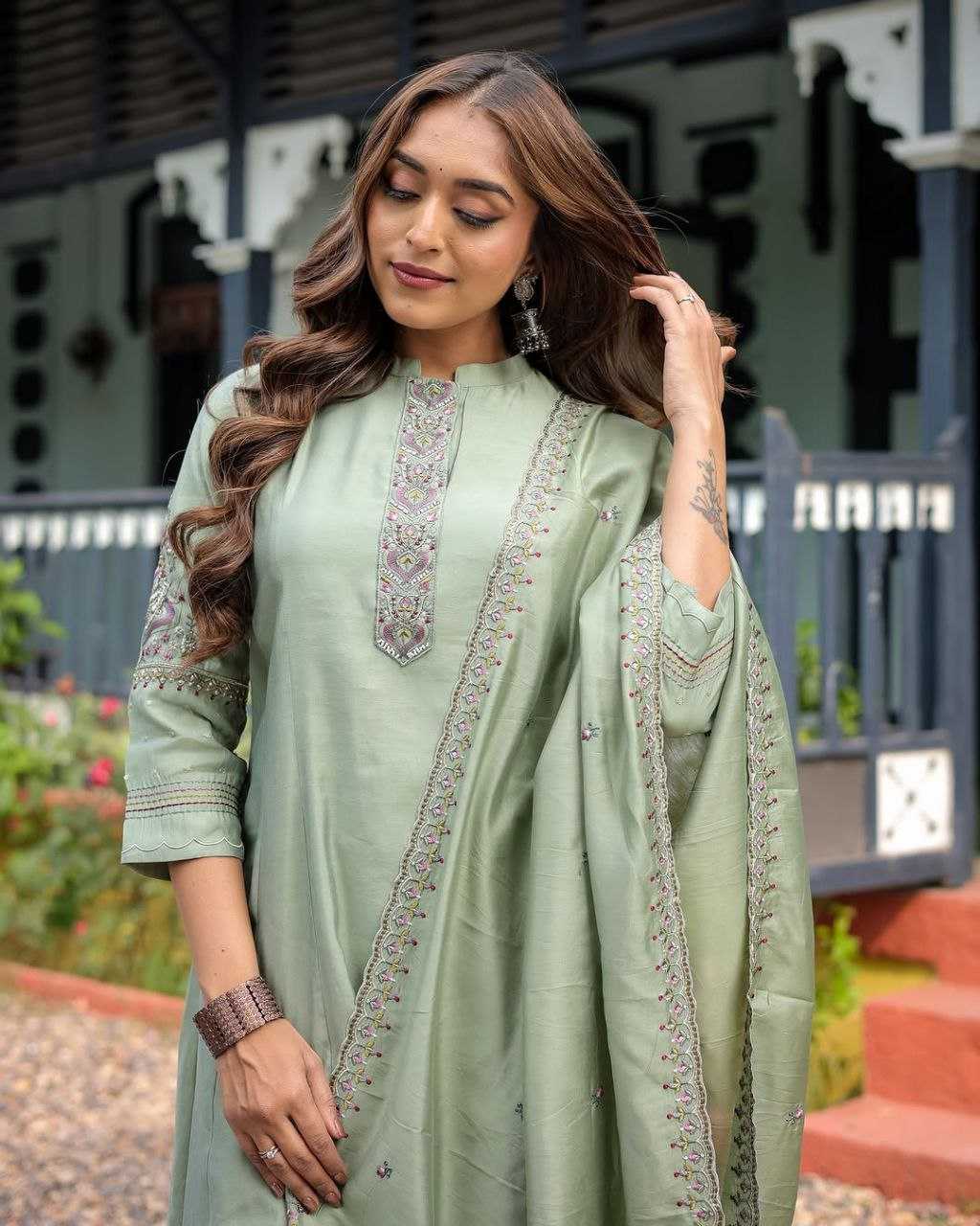 Ynf Muslin Silk KESH529 POOJA 2 Suits & Dresses Wholesale Ladies Suits Embroidery Suits Palazzo Suit Manufacturer