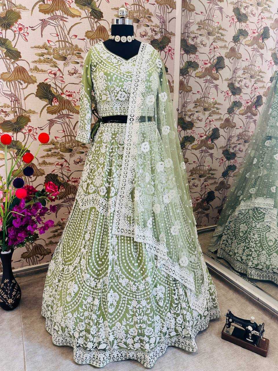 Ynf Net KESH533 5055 Lehengas Wholesale Fancy Lehenga Wedding Lehenga Embroidered Lehenga Sequins Lehenga Lehenga With Cancan Manufacturer