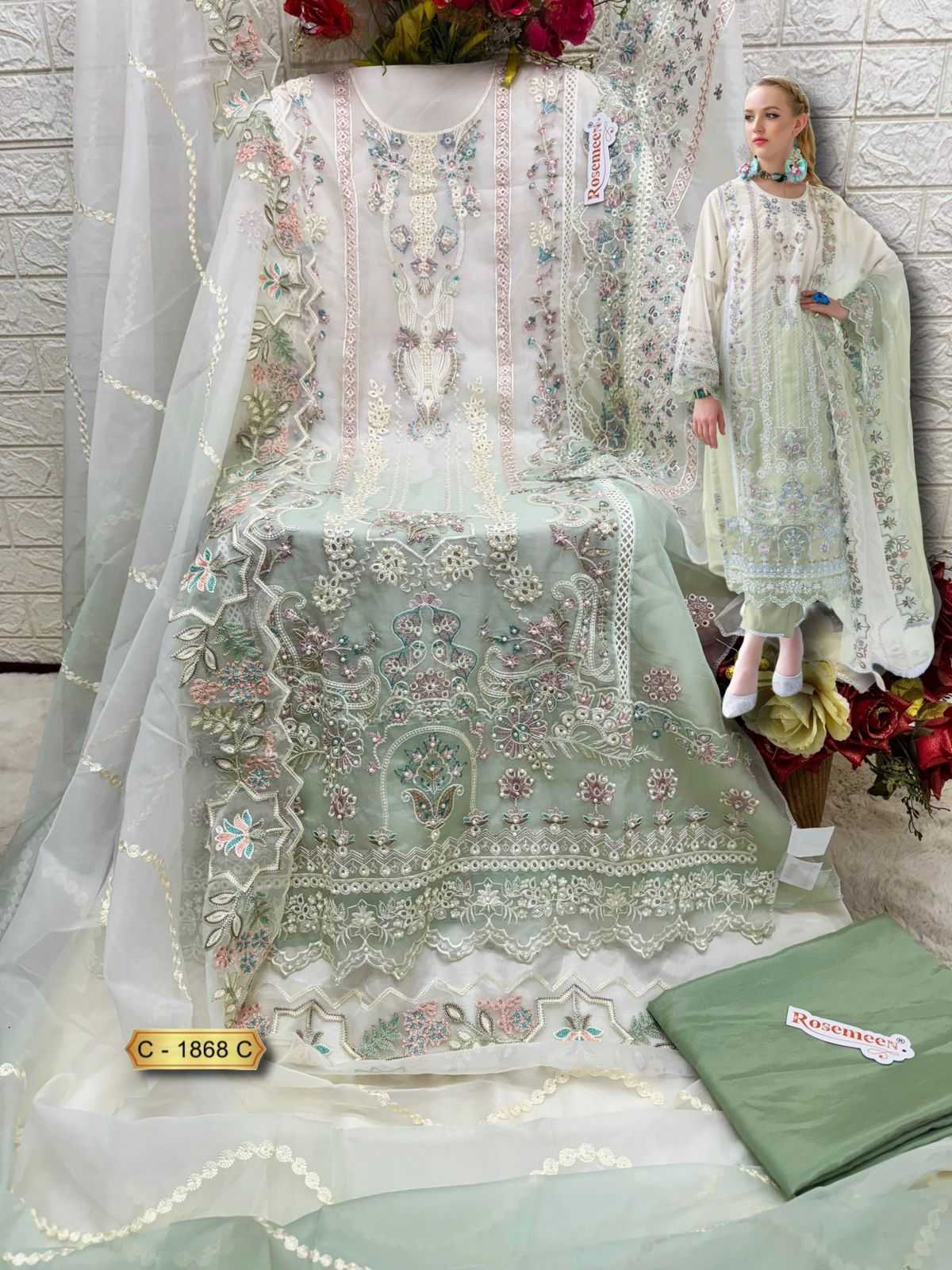 Ynf Organza KESH446 FEPIC-ROSEMEEN-1868 Suits & Dresses Wholesale Embroidery Suits Designer Suits Handwork Suits Manufacturer