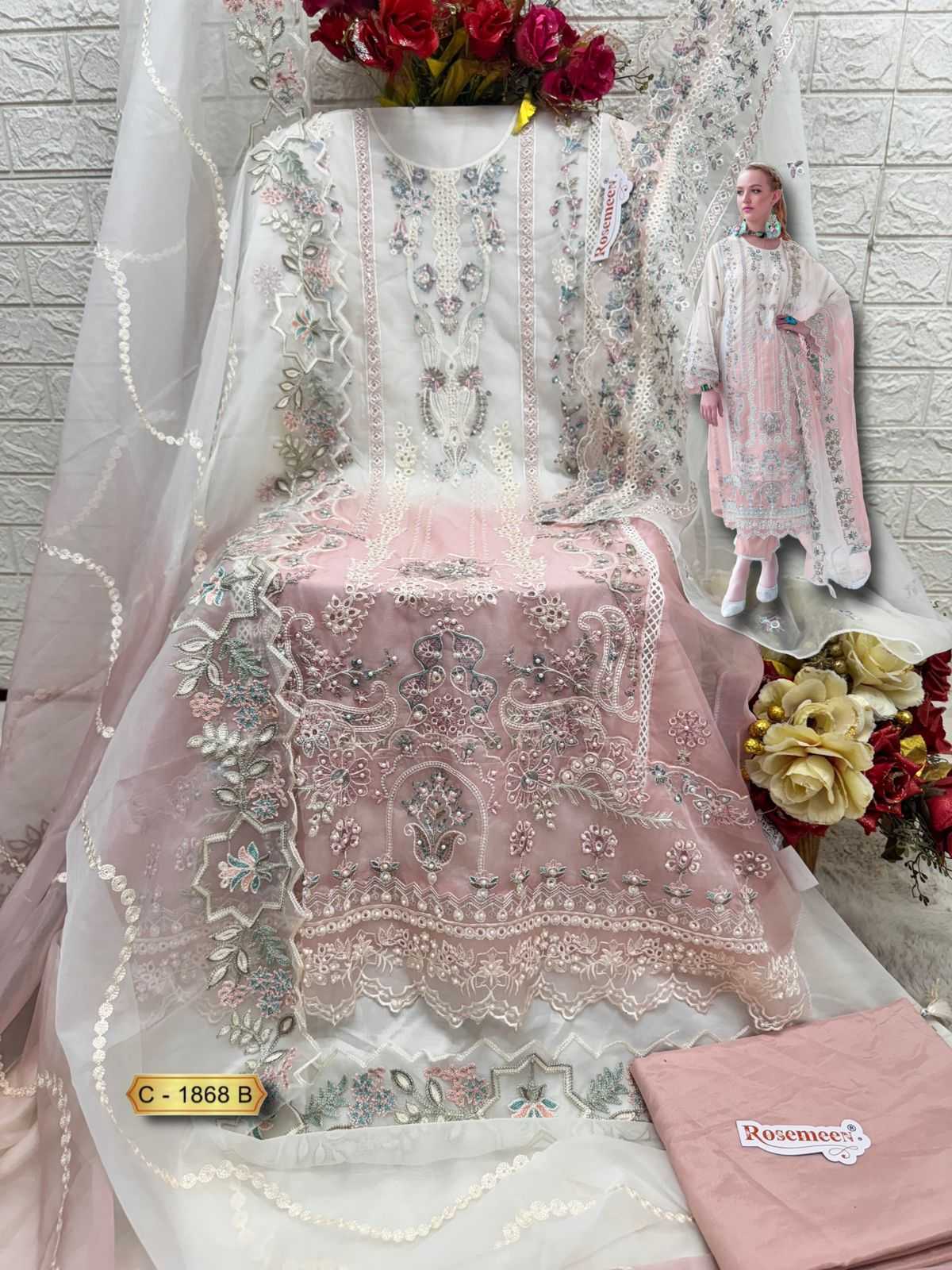 Ynf Organza KESH446 FEPIC-ROSEMEEN-1868 Suits & Dresses Wholesale Embroidery Suits Designer Suits Handwork Suits Manufacturer