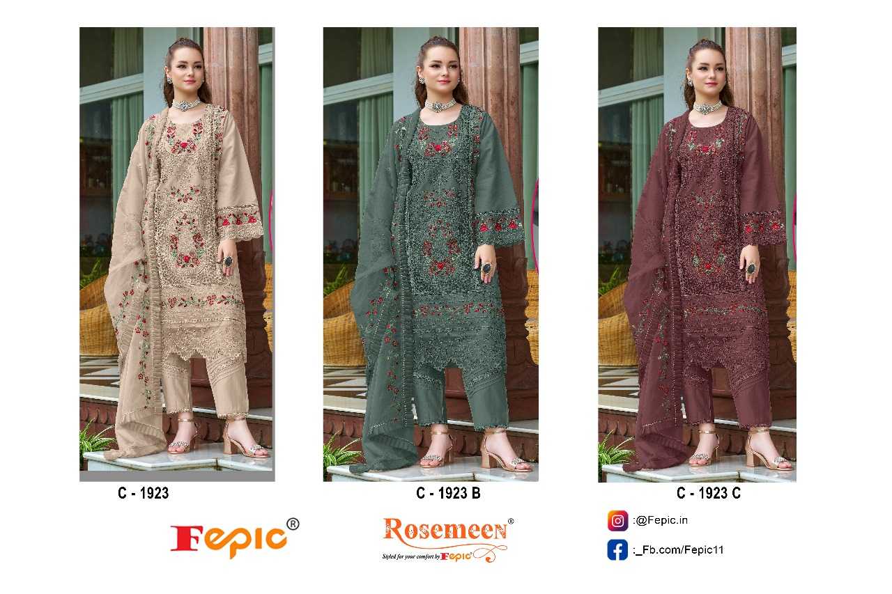 Ynf Organza KESH446 FEPIC-ROSEMEEN-1923 Suits & Dresses Wholesale Embroidery Suits Party wear suits Designer Suits Manufacturer