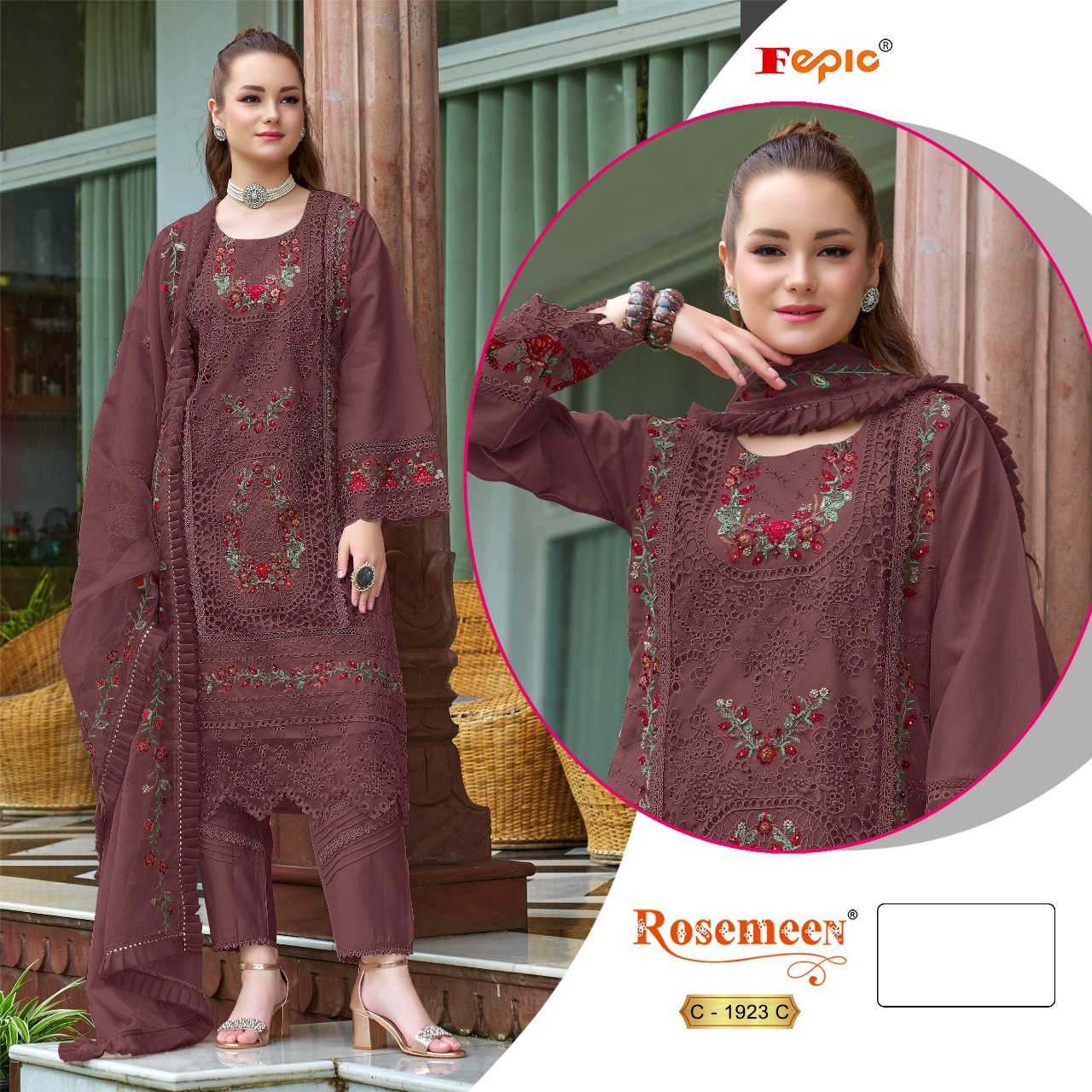 Ynf Organza KESH446 FEPIC-ROSEMEEN-1923 Suits & Dresses Wholesale Embroidery Suits Party wear suits Designer Suits Manufacturer