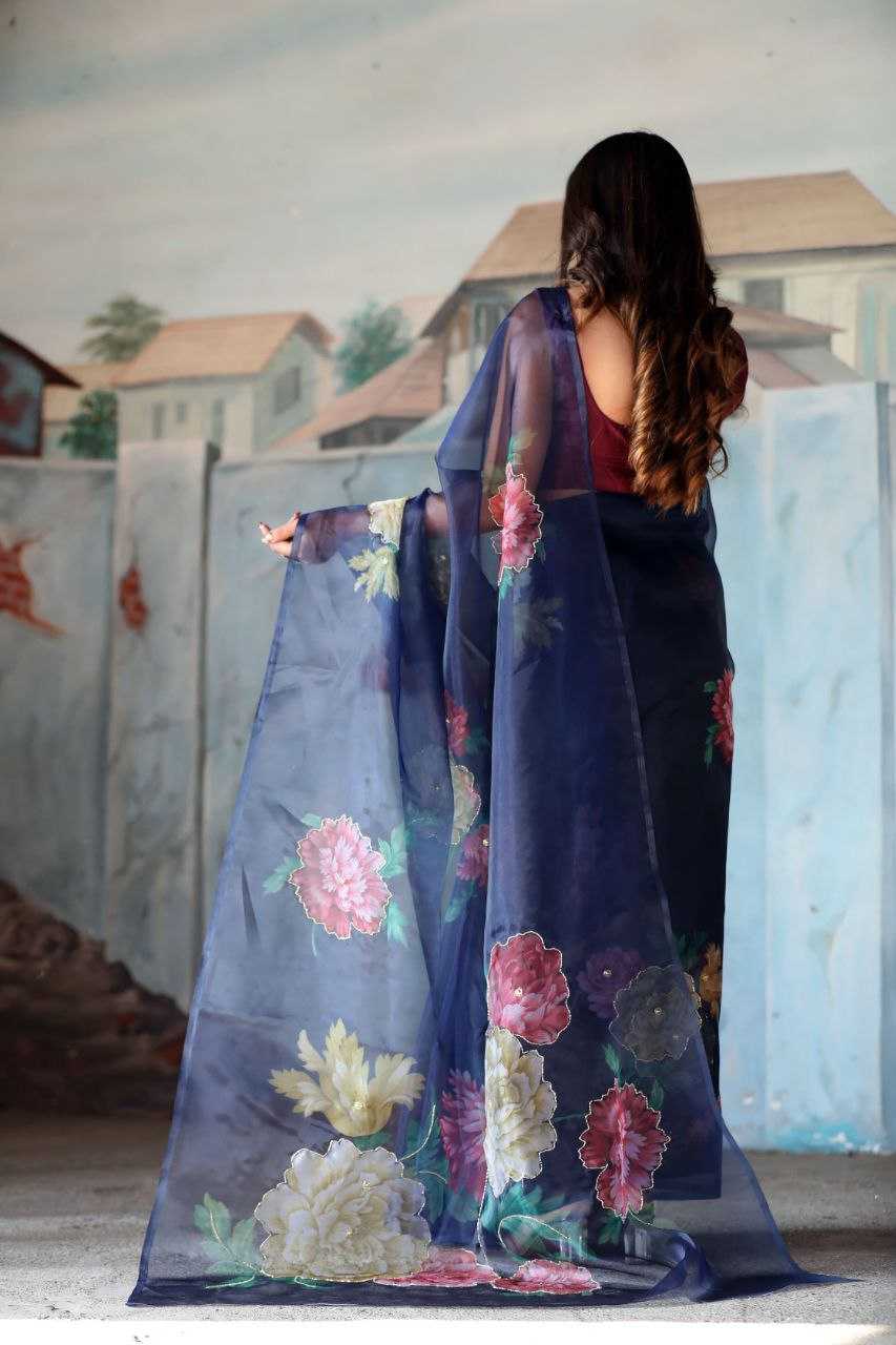 Ynf Organza KESH518 4314 Sarees Wholesale Organza Sarees Printed Sarees Hand Work Sarees Manufacturer