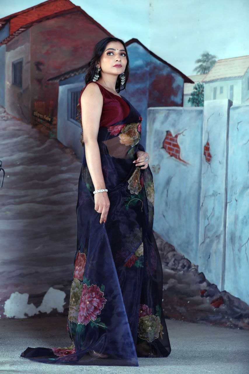 Ynf Organza KESH518 4314 Sarees Wholesale Organza Sarees Printed Sarees Hand Work Sarees Manufacturer