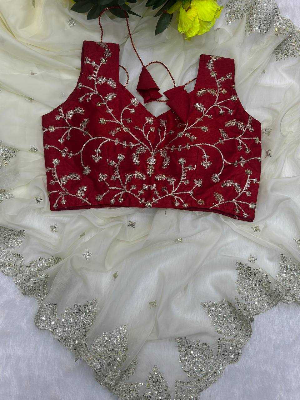 Ynf Organza Silk KESH533 5035 Sarees Wholesale Party Wear Sarees Fancy Sarees Sequence Sarees Embroidered Sarees Cutwork Saree Manufacturer