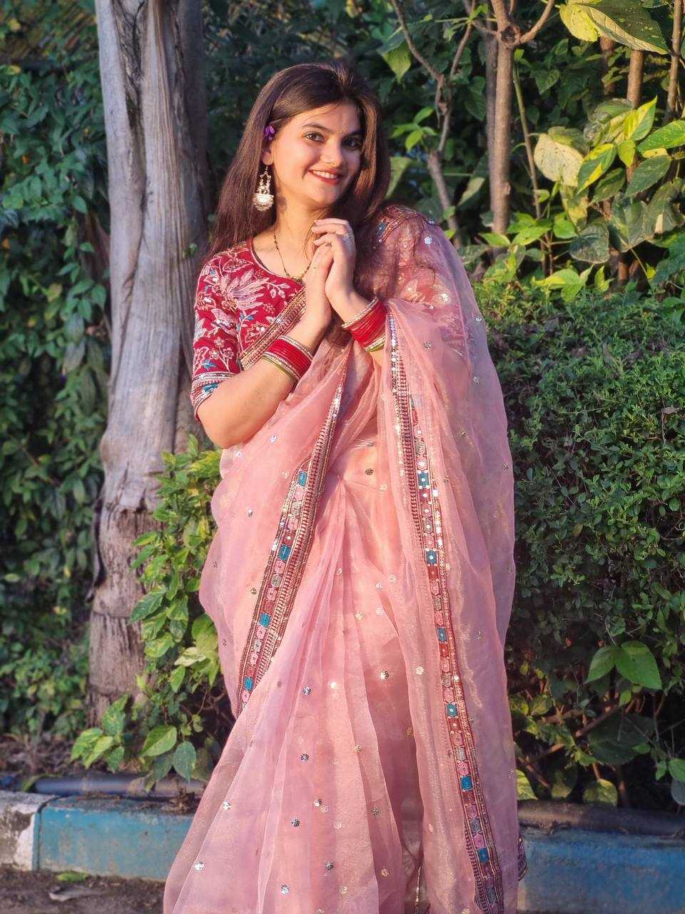 Ynf Organza Silk KESH533 5045 Sarees Wholesale Party Wear Sarees Fancy Sarees Sequence Sarees Embroidered Sarees Lace Border Sarees Manufacturer