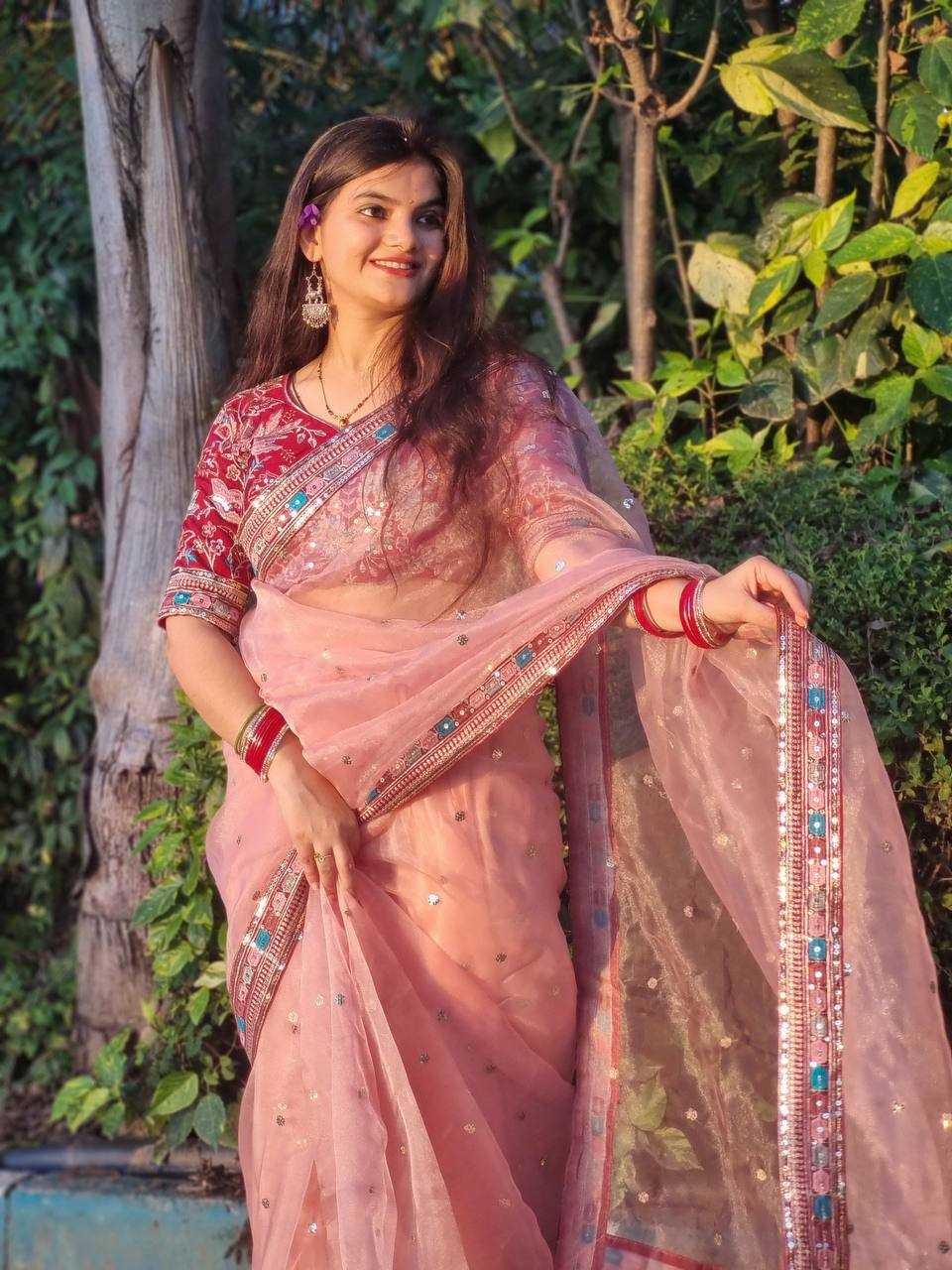 Ynf Organza Silk KESH533 5045 Sarees Wholesale Party Wear Sarees Fancy Sarees Sequence Sarees Embroidered Sarees Lace Border Sarees Manufacturer