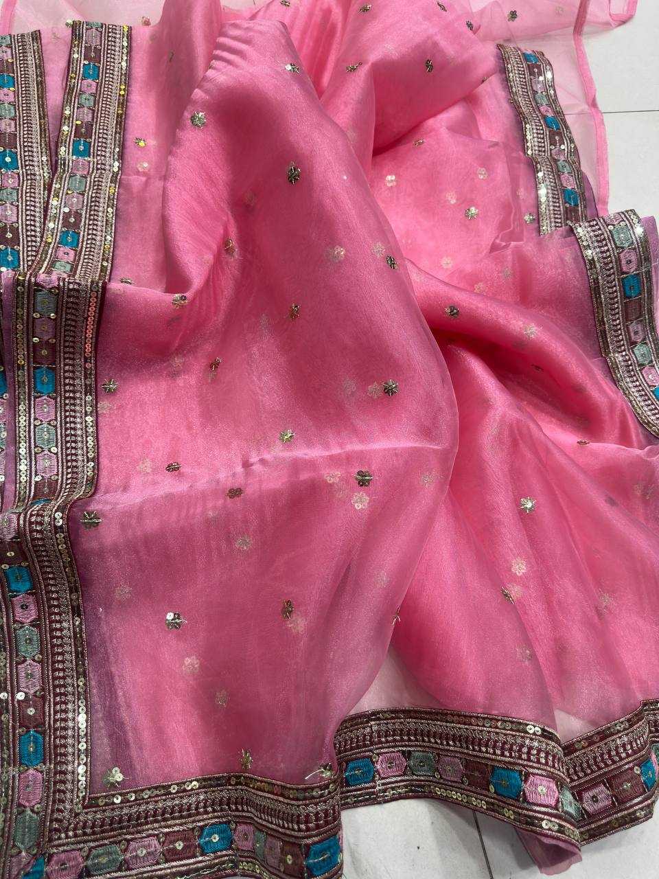 Ynf Organza Silk KESH533 5045 Sarees Wholesale Party Wear Sarees Fancy Sarees Sequence Sarees Embroidered Sarees Lace Border Sarees Manufacturer