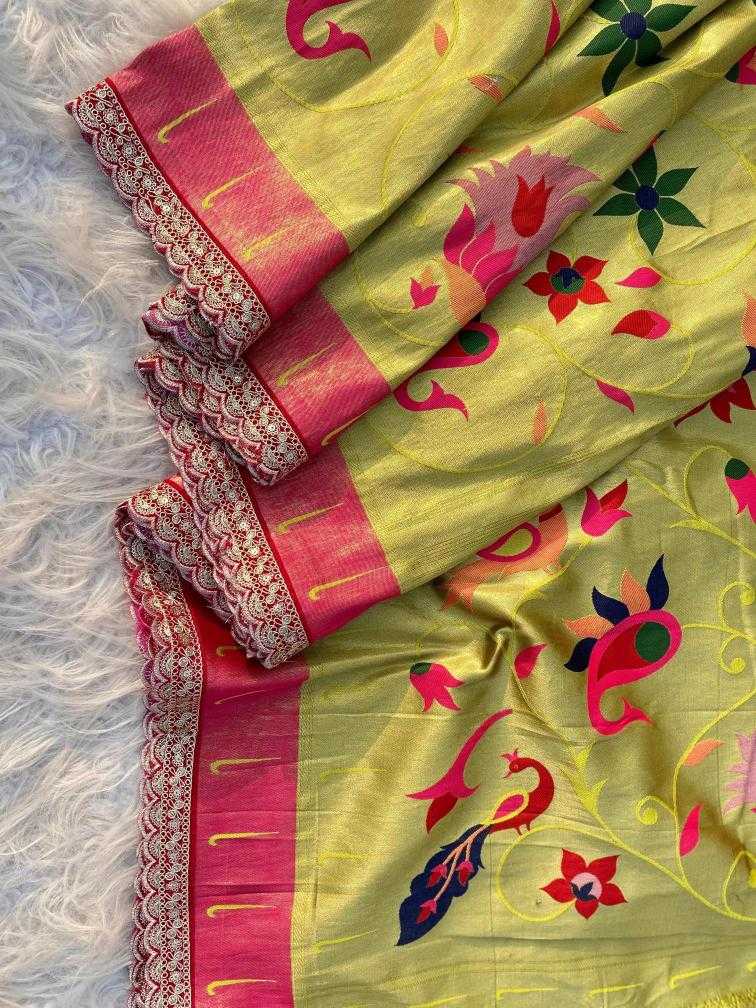 Ynf Paithani Silk KESH249 Renuka lace Silk Sarees Wholesale Paithani Sarees Designer Silk Sarees Zari Border Silk Sarees Manufacturer