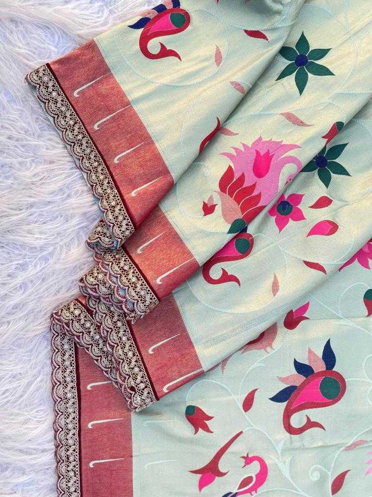 Ynf Paithani Silk KESH249 Renuka lace Silk Sarees Wholesale Paithani Sarees Designer Silk Sarees Zari Border Silk Sarees Manufacturer