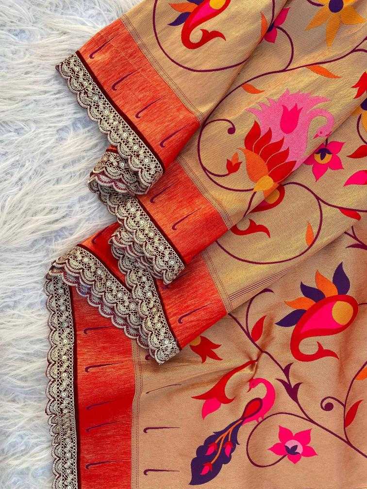Ynf Paithani Silk KESH249 Renuka lace Silk Sarees Wholesale Paithani Sarees Designer Silk Sarees Zari Border Silk Sarees Manufacturer