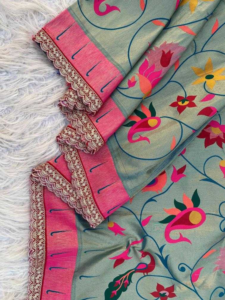 Ynf Paithani Silk KESH249 Renuka lace Silk Sarees Wholesale Paithani Sarees Designer Silk Sarees Zari Border Silk Sarees Manufacturer