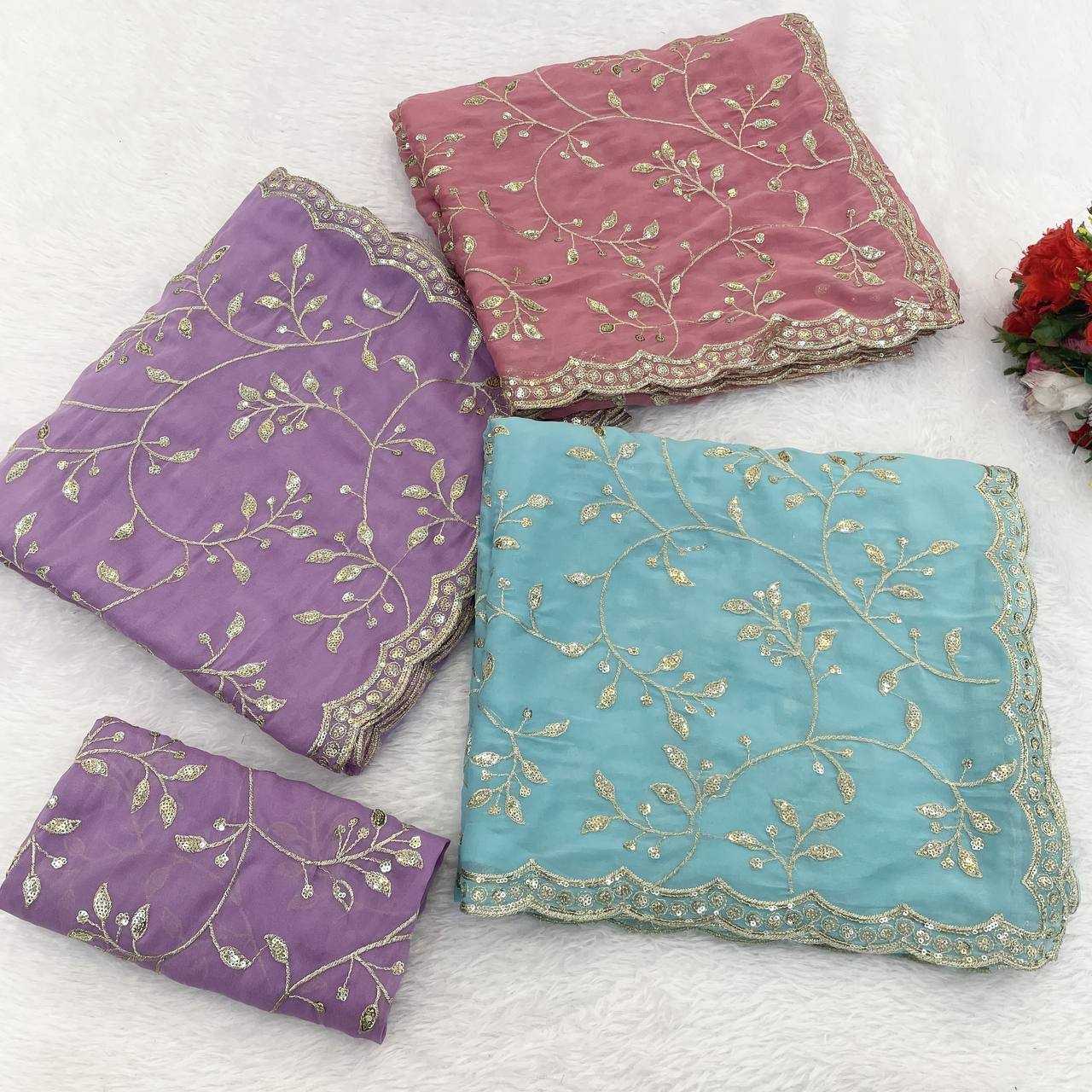 Ynf Premium Georgette RIN187 758 Sarees Wholesale Party Wear Sarees Sequins Work Saree Manufacturer