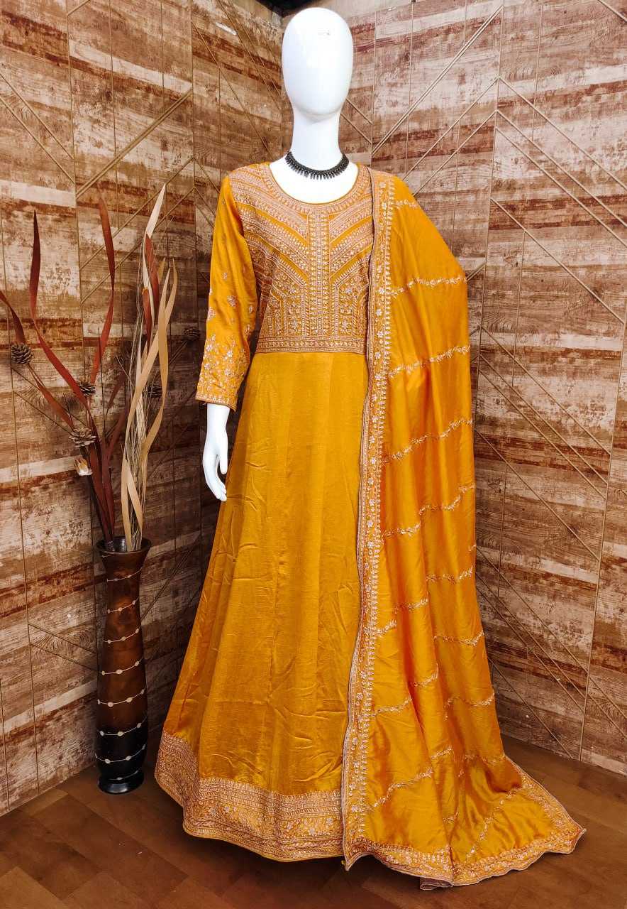 Ynf Premium Silk RIN131 9517 Gowns Wholesale Embroidery Gowns Anarkali Gown Party Gowns Long Gowns Manufacturer