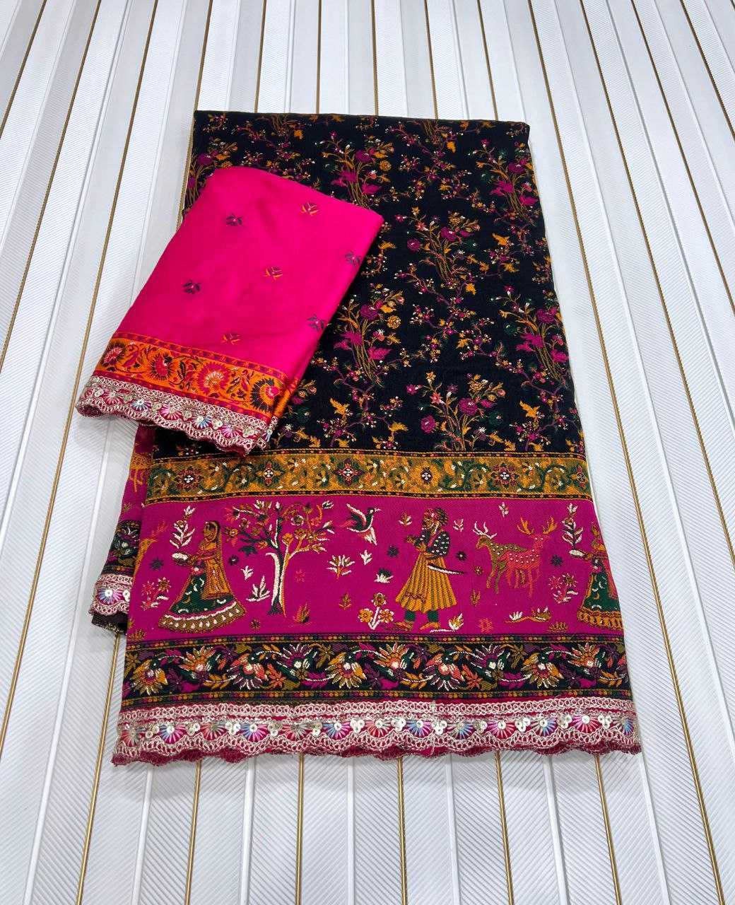 Ynf Pure Pashmina RIN225 938 Silk Sarees Wedding Collections Festive Collections Wholesale Zari Border Silk Sarees Embroidered Silk Sarees Silk Sarees With Blouse Manufacturer