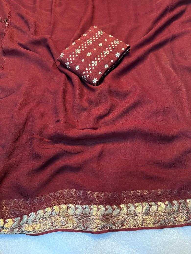 Ynf Pure Viscos RIN178 Georgette Sarees Wholesale Georgette Sarees Jacquard Saree Viscose Saree Manufacturer