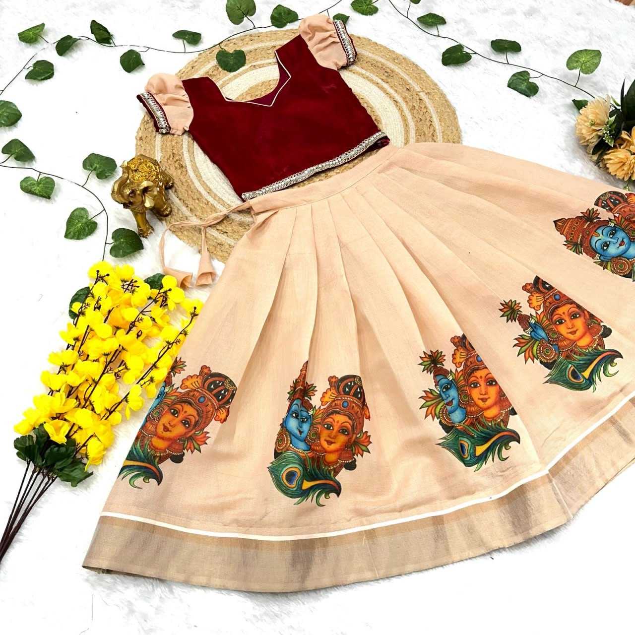 Ynf Rose Gold KESH505 unforgettable Kids Wear Festive Collections Wholesale Kids Lehenga Onam Collections Manufacturer