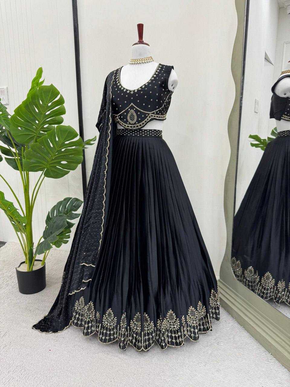 Ynf Satin Silk RIN162 326 Lehengas Wholesale Fancy Lehenga Floral Lehenga Mirror Work Lehenga Lehenga For Engagement Manufacturer