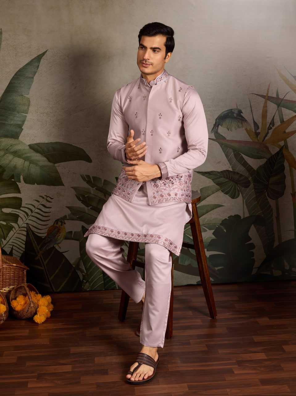 Ynf Silk RIN202 61101 Western Wears Mens Wear Festive Collections Wholesale Mens Kurtas Silk Kurta Embroidered Kurta Pajama Manufacturer