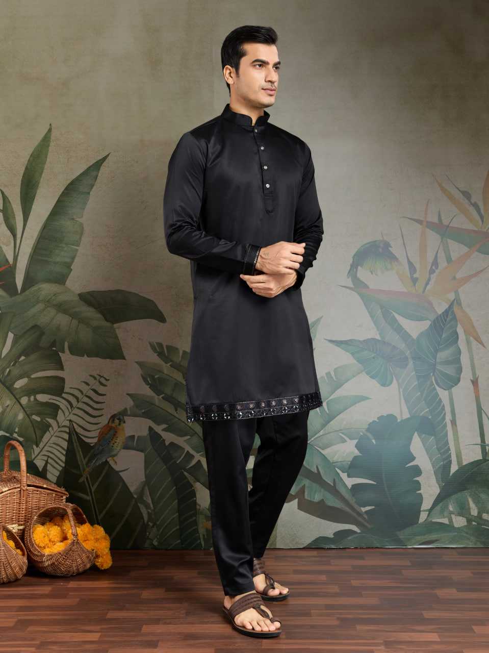 Ynf Silk RIN202 61101 Western Wears Mens Wear Festive Collections Wholesale Mens Kurtas Silk Kurta Embroidered Kurta Pajama Manufacturer