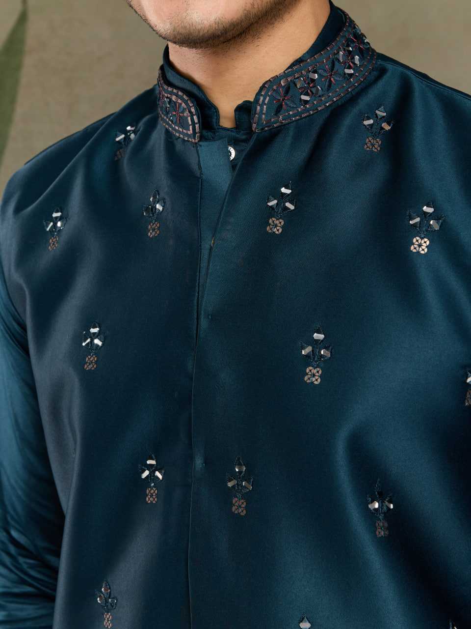 Ynf Silk RIN202 61101 Western Wears Mens Wear Festive Collections Wholesale Mens Kurtas Silk Kurta Embroidered Kurta Pajama Manufacturer
