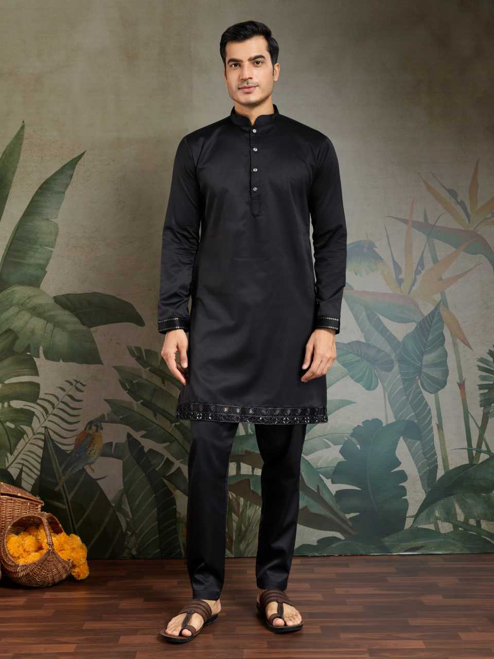 Ynf Silk RIN202 61101 Western Wears Mens Wear Festive Collections Wholesale Mens Kurtas Silk Kurta Embroidered Kurta Pajama Manufacturer