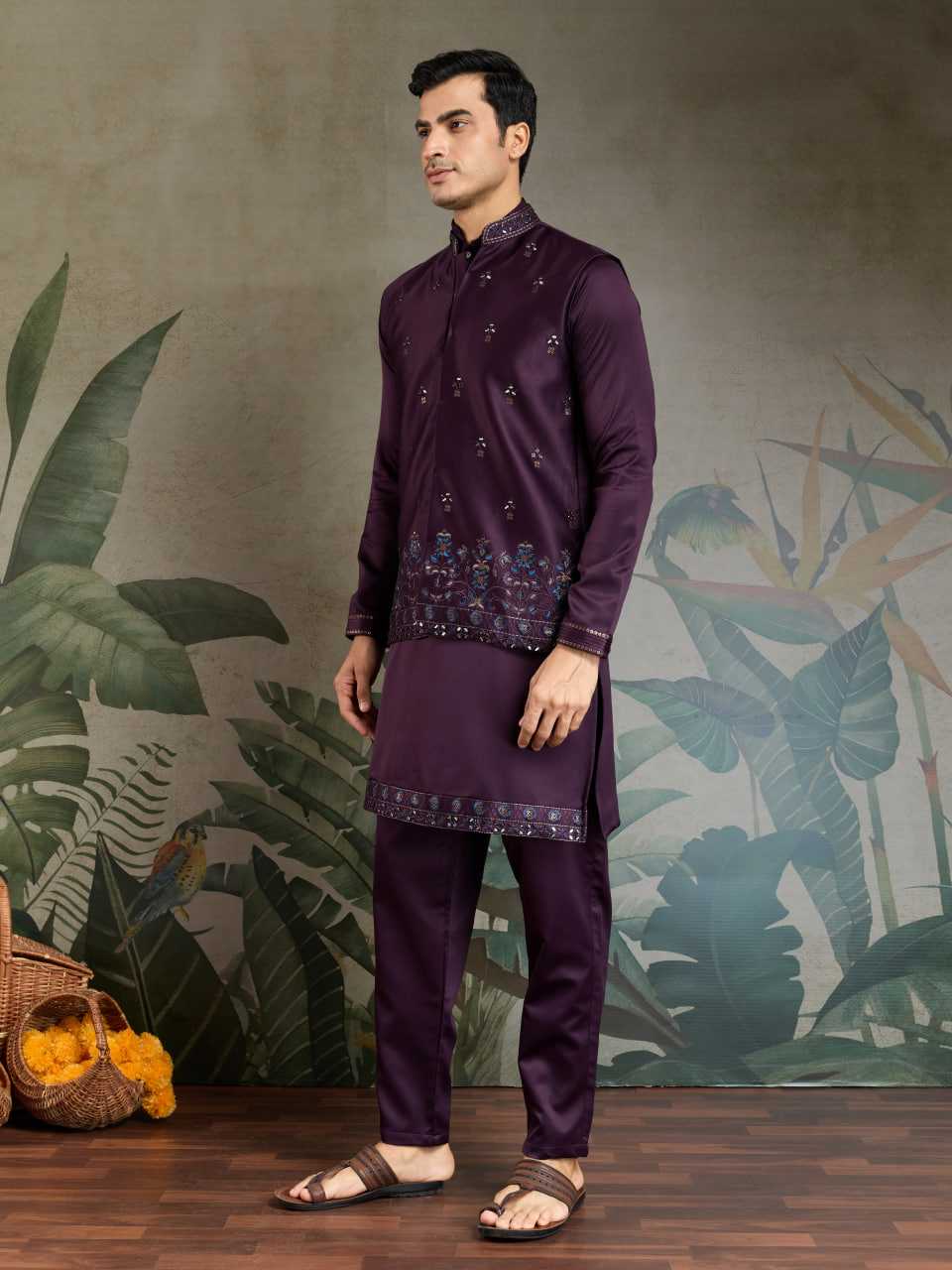 Ynf Silk RIN202 61101 Western Wears Mens Wear Festive Collections Wholesale Mens Kurtas Silk Kurta Embroidered Kurta Pajama Manufacturer