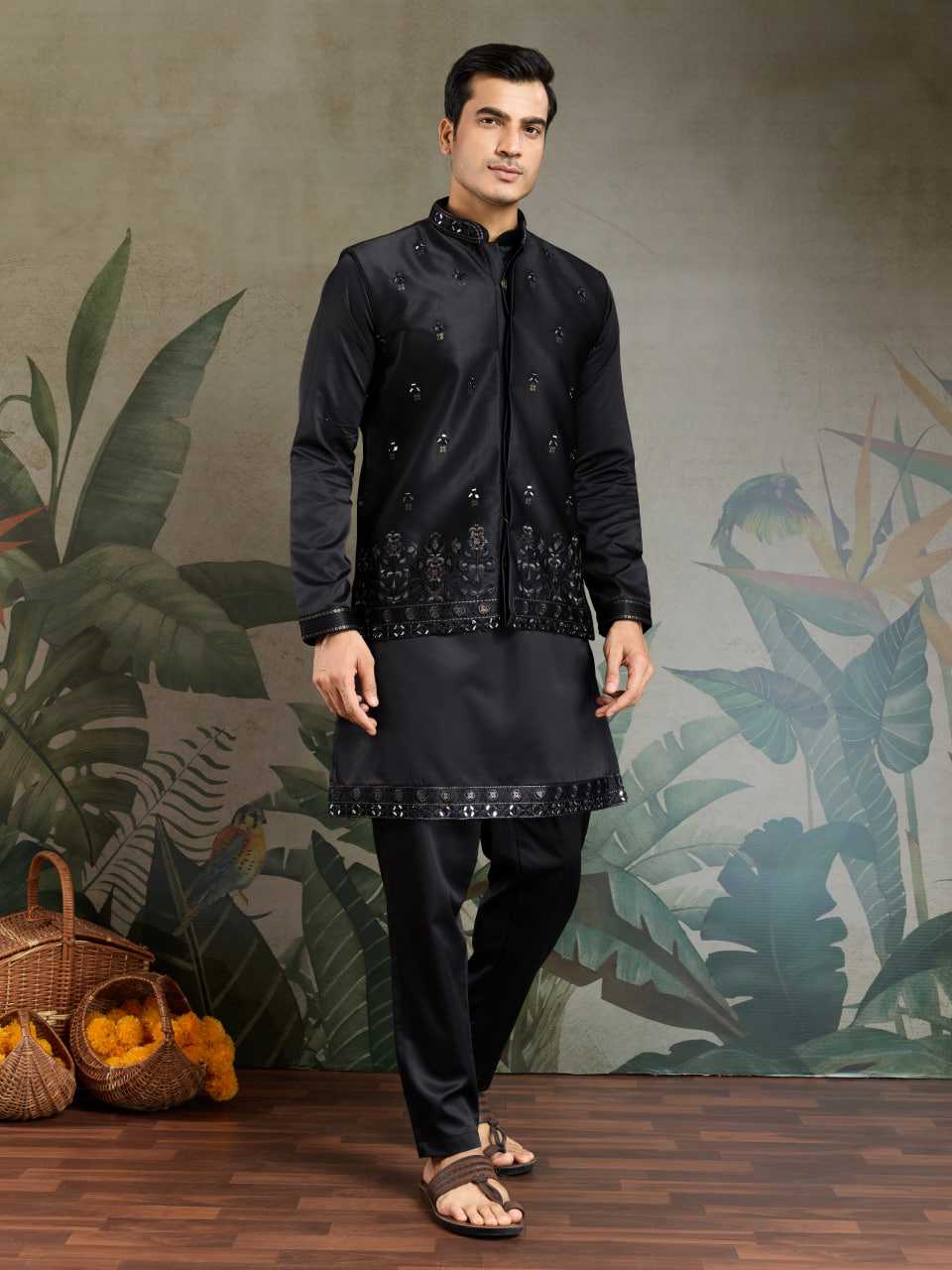 Ynf Silk RIN202 61101 Western Wears Mens Wear Festive Collections Wholesale Mens Kurtas Silk Kurta Embroidered Kurta Pajama Manufacturer